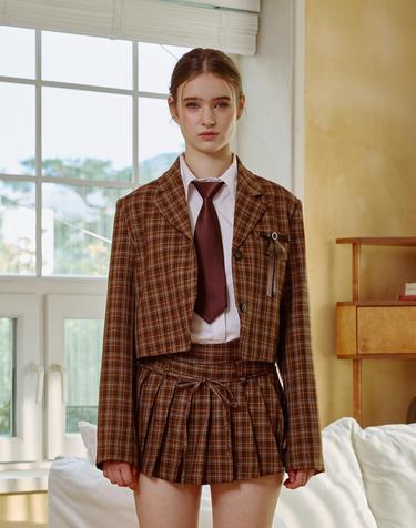 WHITNEY CROP JACKET / BROWN