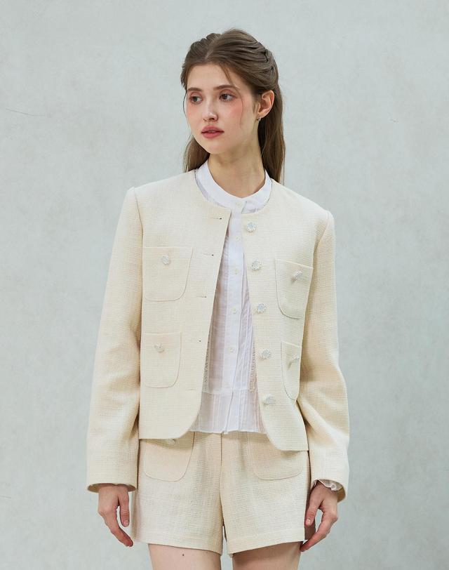 아리킴 CHERISH TWEED JACKET / WHITE 화이트 착용컷