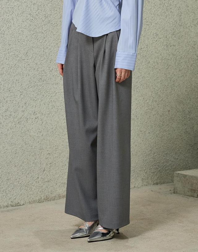 아리킴 TOMO WIDE SLACKS / CHARCOAL 그레이 착용컷