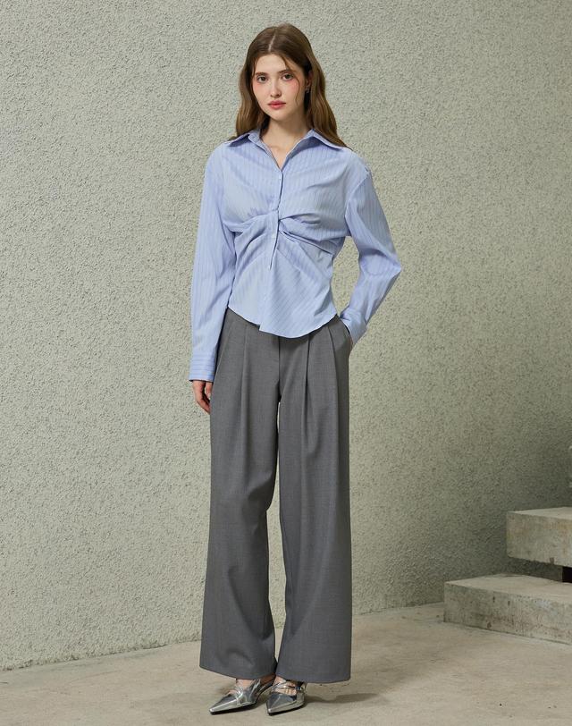 아리킴 TOMO WIDE SLACKS / CHARCOAL 그레이 착용컷