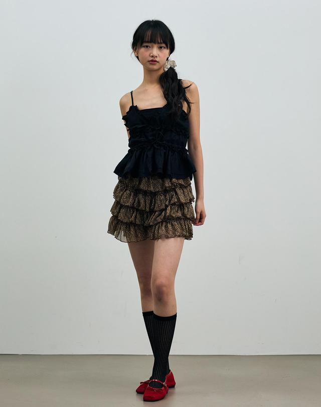 아리킴 LEOPARD CANCAN MINI SKIRT PANTS / BROWN 브라운 착용컷
