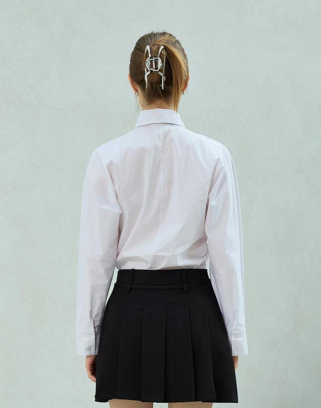 아리킴 UNBALANCE SHIRRING SHIRT / WHITE 화이트 착용컷