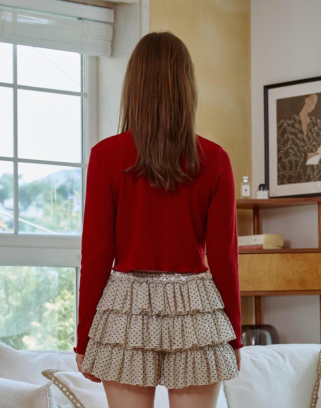 아리킴 LUCID RIBBON CARDIGAN / RED 레드 착용컷