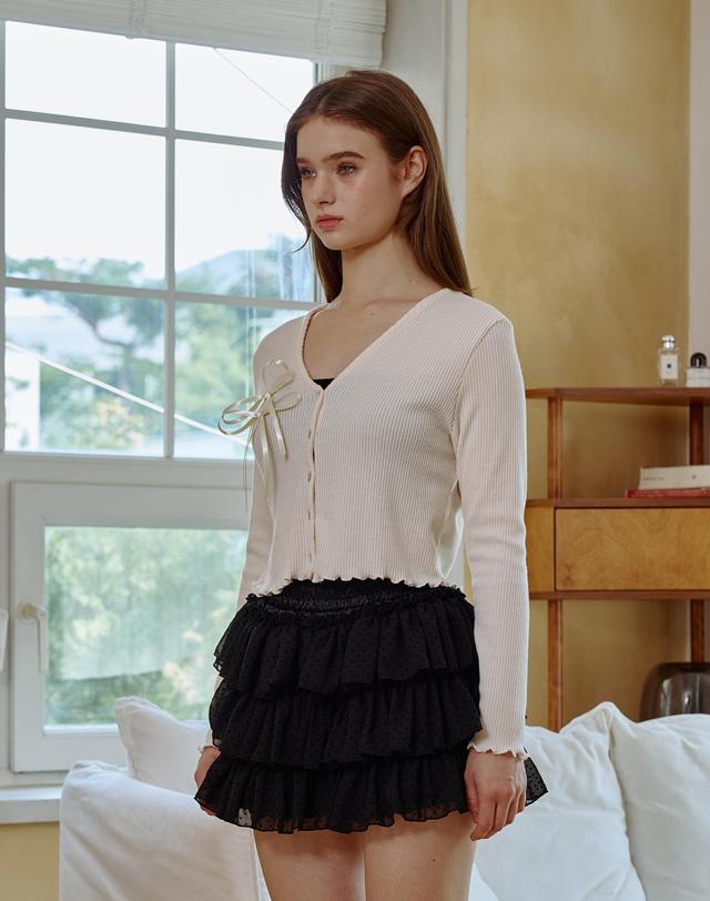 아리킴 LUCID RIBBON CARDIGAN / IVORY 아이보리 착용컷