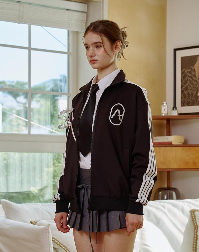 아리킴 ARI PEACH FLEECE JERSEY TRACK TOP / BLACK 블랙 착용컷