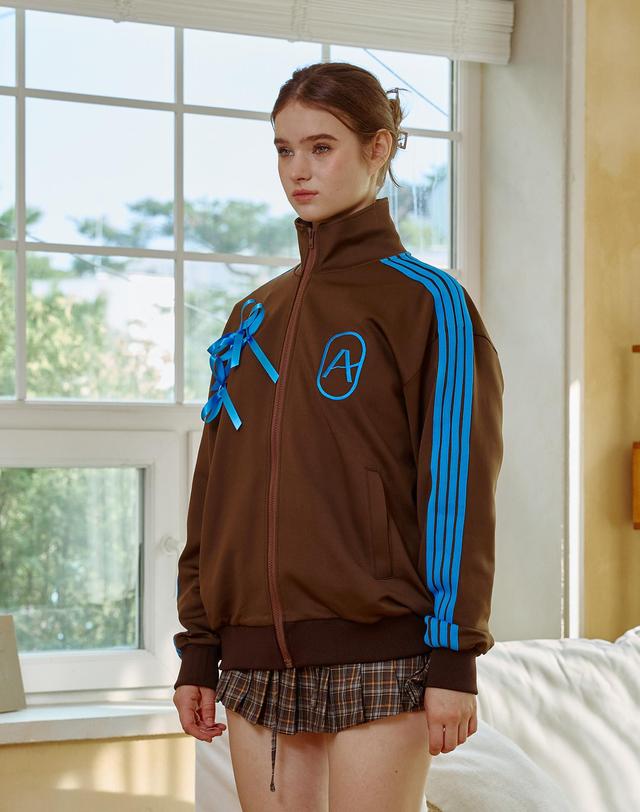 아리킴 ARI PEACH FLEECE JERSEY TRACK TOP / BROWN 브라운 착용컷