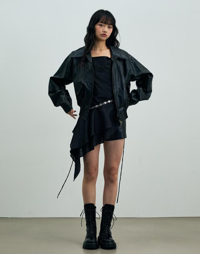 아리킴 PAMELA LEATHER BOMBER JACKET / BLACK 블랙 착용컷