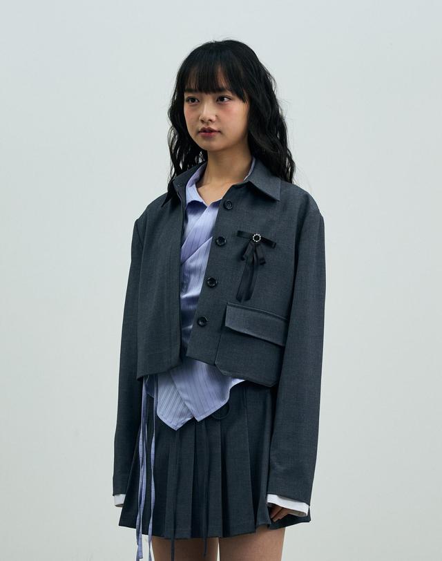 아리킴 MILD CROP BLAZER / CHARCOAL 퓨터 착용컷