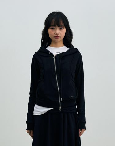 SILENT MIRAGE CROP HOOD ZIP-UP / BLACK
