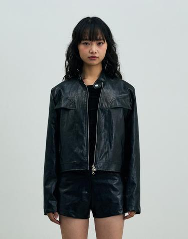 CLARI FAUX LEATHER JACKET / BLACK