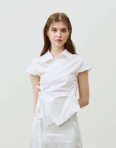 HALO WRAP CAP SLEEVE SHIRT / WHITE