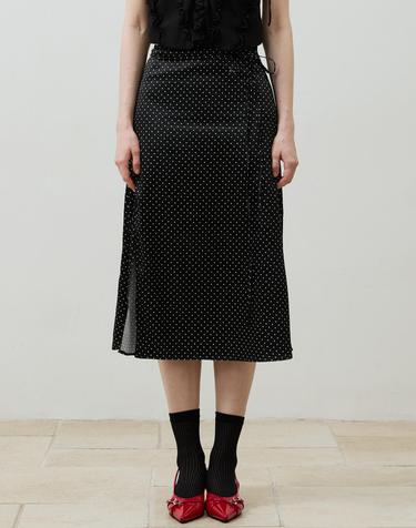 TINY DOT SLIT SKIRT / BLACK