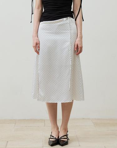 TINY DOT SLIT SKIRT / WHITE