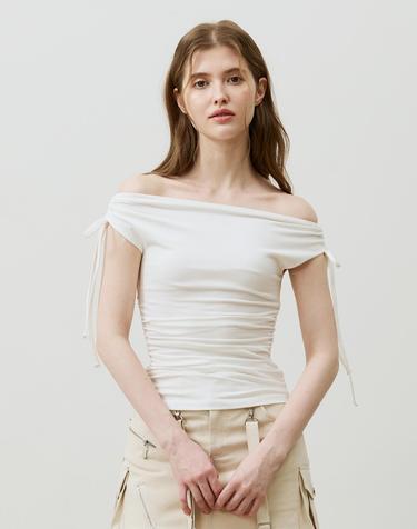 LILY OFF-SHOULDER SHIRRING TOP / IVORY