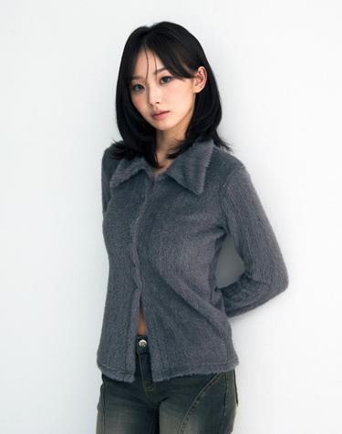 COSMO FUR CARDIGAN / CHARCOAL
