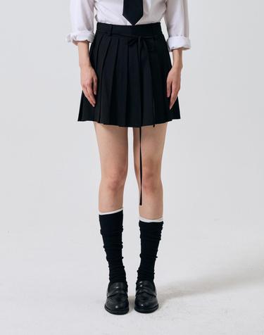 SWAN PLEATS SKIRT PANTS / BLACK