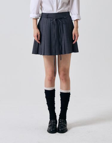 SWAN PLEATS SKIRT PANTS / CHARCOAL