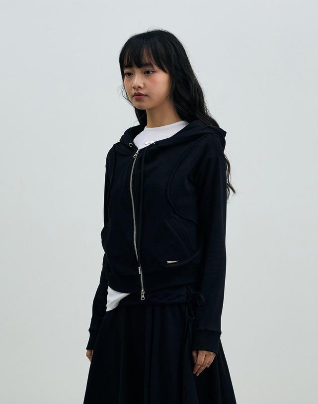 아리킴 SILENT MIRAGE CROP HOOD ZIP-UP / BLACK 블랙 착용컷