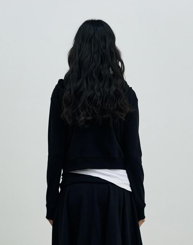 아리킴 SILENT MIRAGE CROP HOOD ZIP-UP / BLACK 블랙 착용컷