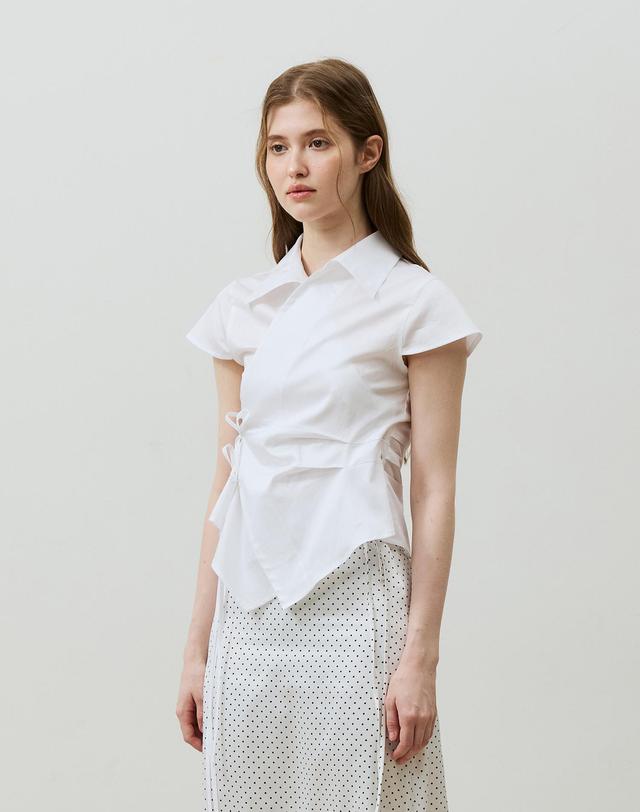 아리킴 HALO WRAP CAP SLEEVE SHIRT / WHITE 화이트 착용컷