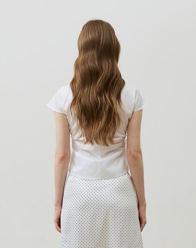 아리킴 HALO WRAP CAP SLEEVE SHIRT / WHITE 화이트 착용컷