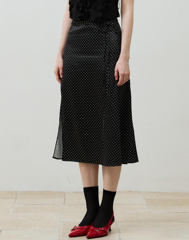 아리킴 TINY DOT SLIT SKIRT / BLACK 블랙 착용컷
