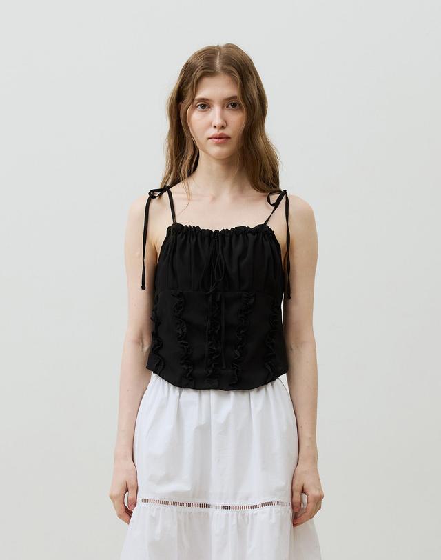 아리킴 REVE CORSET SMOCKED TOP / BLACK 블랙 착용컷