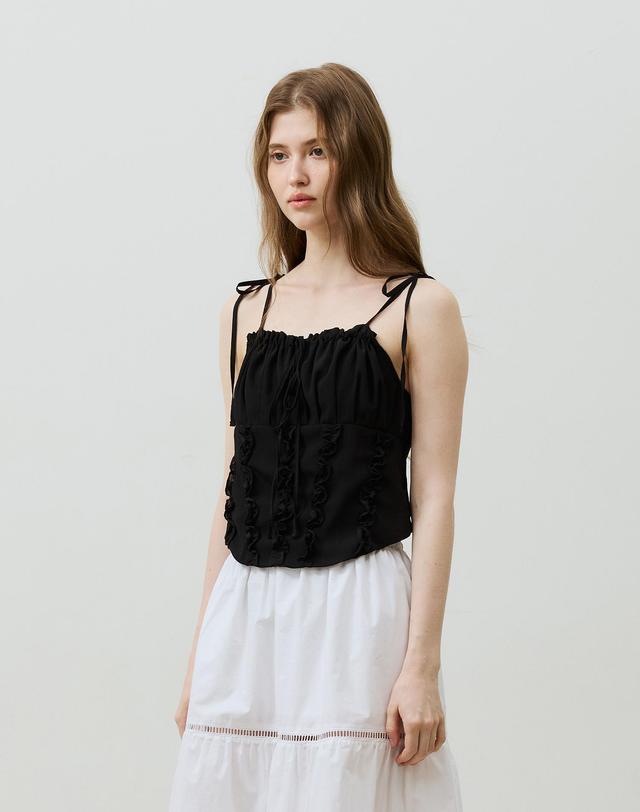 아리킴 REVE CORSET SMOCKED TOP / BLACK 블랙 착용컷