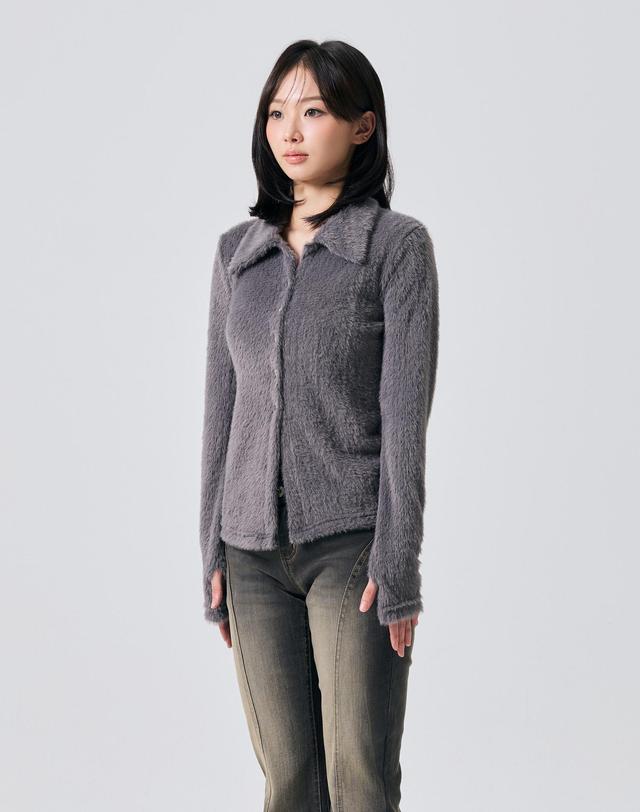 아리킴 COSMO FUR CARDIGAN / CHARCOAL 그레이 착용컷