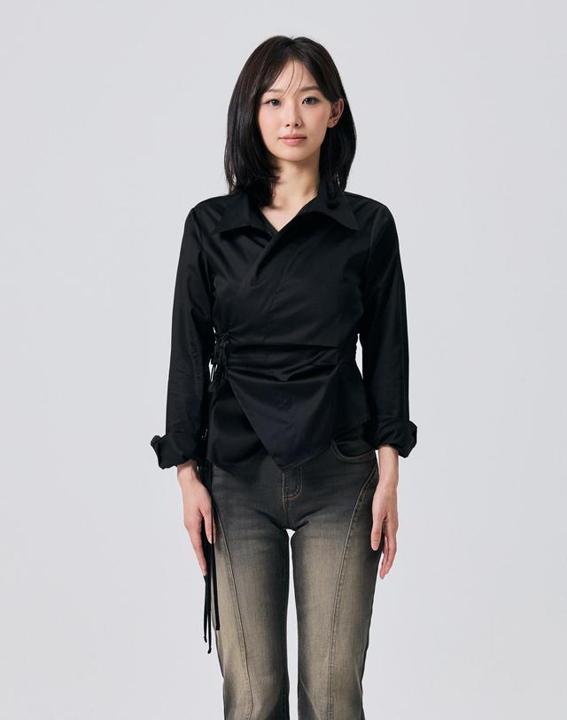 아리킴 HALO WRAP SHIRT / BLACK 블랙 착용컷