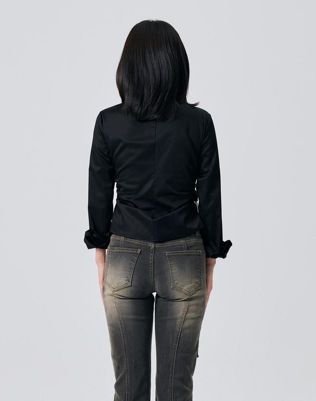 아리킴 HALO WRAP SHIRT / BLACK 블랙 착용컷