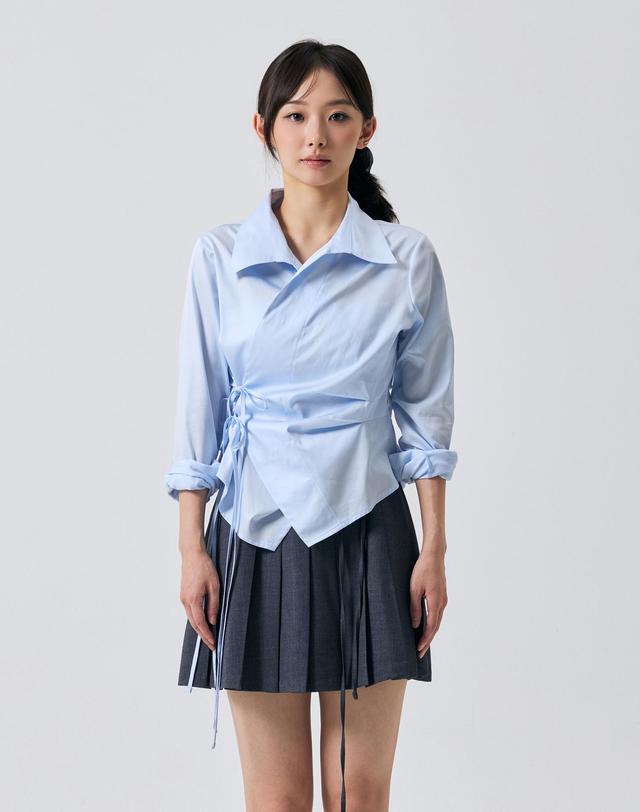 아리킴 HALO WRAP SHIRT / SKY BLUE 청록 착용컷