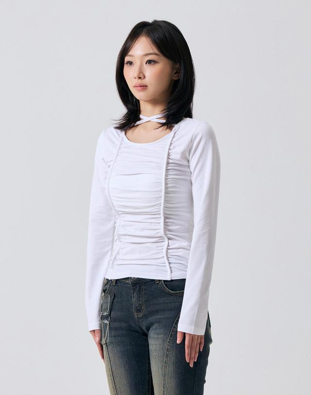 아리킴 LISE SHIRRING TOP / WHITE 화이트 착용컷