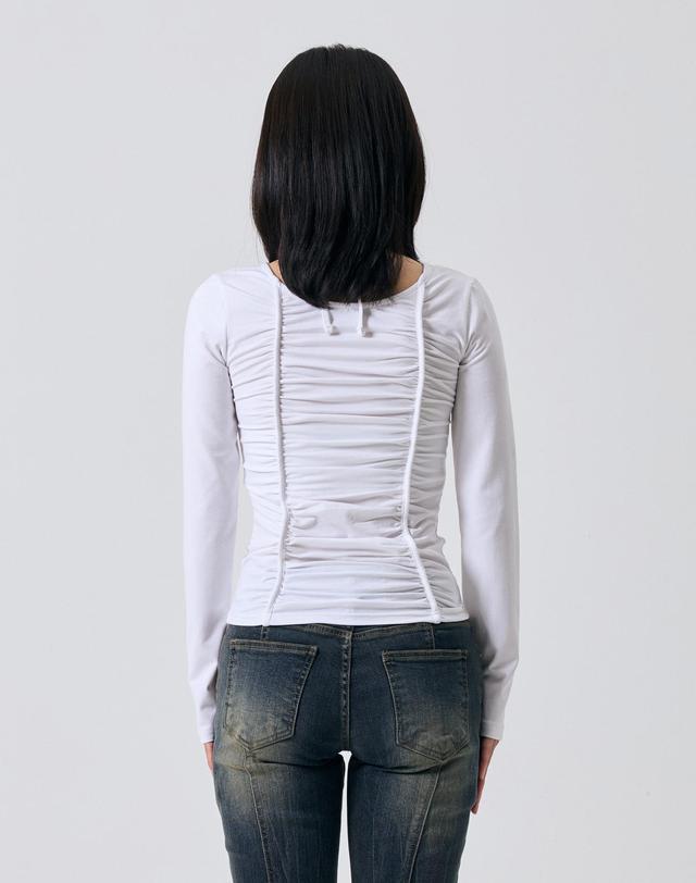 아리킴 LISE SHIRRING TOP / WHITE 화이트 착용컷