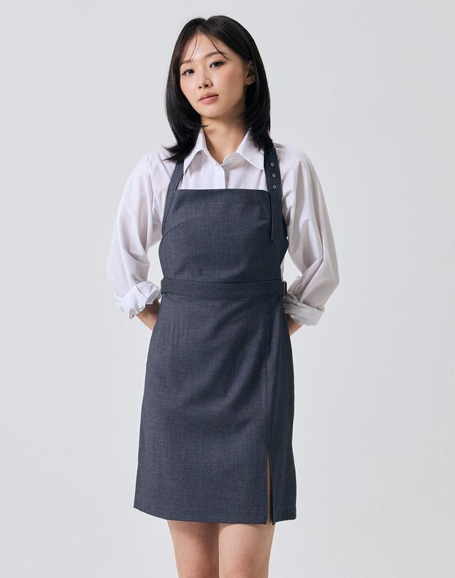아리킴 ASTRAL BUCKLE MINI DRESS / CHARCOAL 그레이 착용컷