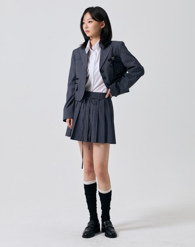 아리킴 SWAN PLEATS SKIRT PANTS / CHARCOAL 그레이 착용컷