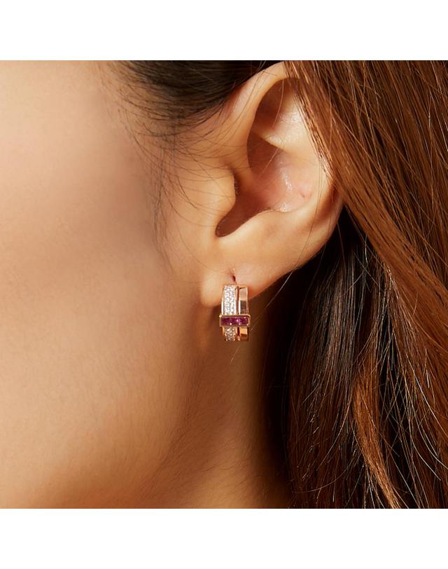 모노그래프 모니카 귀걸이 MGER034S 14K Gold Plated (루비 큐빅) 착용컷