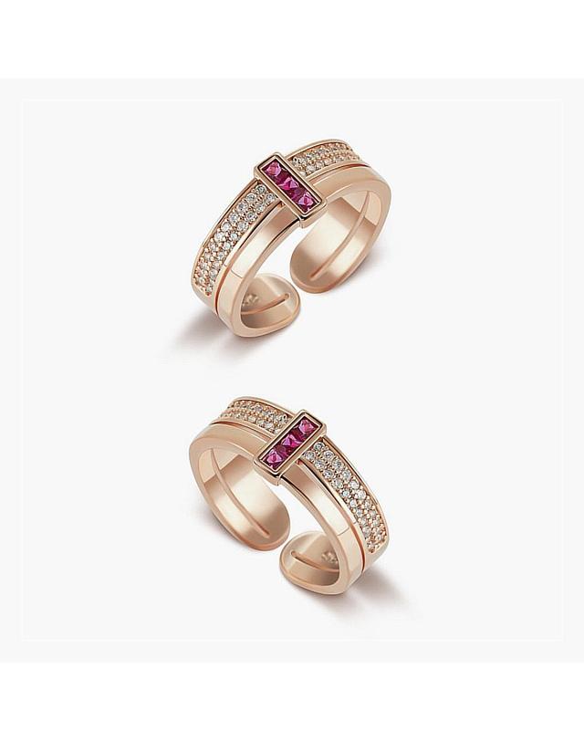 모노그래프 리얼에픽 오픈링 MGFR0109 14K Gold Plated (루비 큐빅) 착용컷