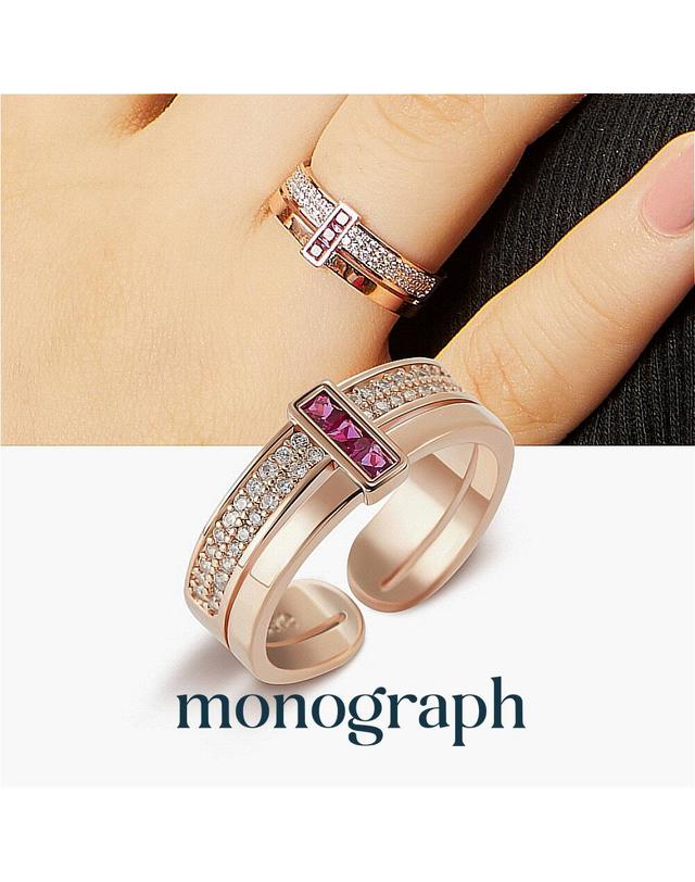 모노그래프 리얼에픽 오픈링 MGFR0109 14K Gold Plated (루비 큐빅) 착용컷