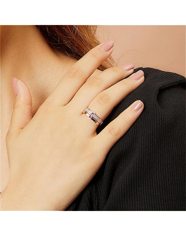 모노그래프 리얼에픽 오픈링 MGFR0109 14K Gold Plated (루비 큐빅) 착용컷