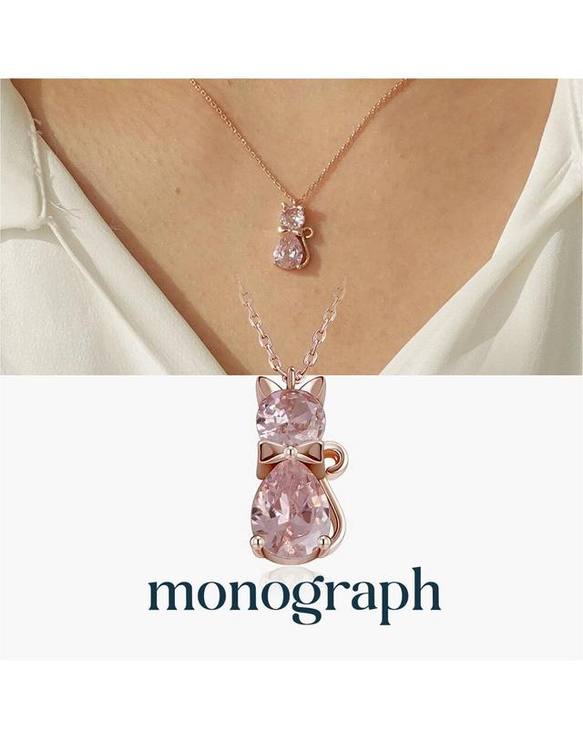 모노그래프 페리스 목걸이 MGNL0365 14K Gold Plated (핑크 큐빅) 착용컷