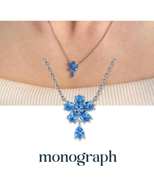 모노그래프 칼리아 목걸이 MGNL0393 Rhodium Plated (화이트골드+블루 큐빅) 착용컷