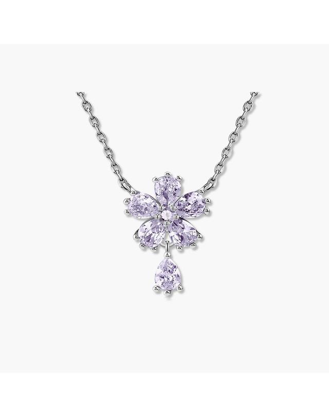 모노그래프 칼리아 목걸이 MGNL0394 Rhodium Plated (화이트골드+퍼플 큐빅) 착용컷