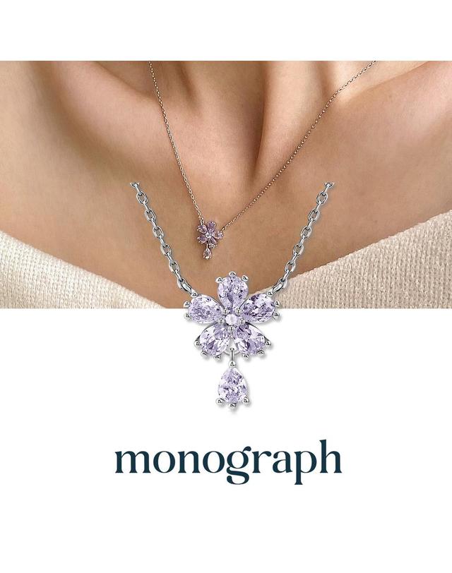 모노그래프 칼리아 목걸이 MGNL0394 Rhodium Plated (화이트골드+퍼플 큐빅) 착용컷