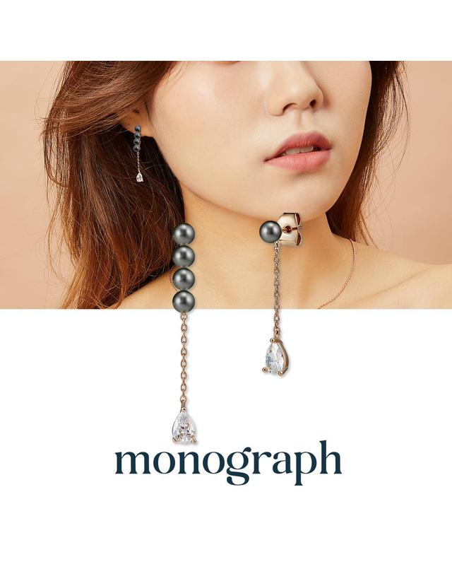 모노그래프 펄스톤 귀걸이 14K Gold Plated (블랙 펄) 착용컷
