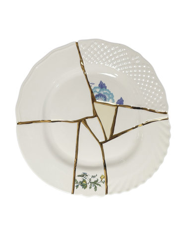 킨츠기 KINTSUGI 크랙 디너 플레이트 03 27.5CM 화이트/골드 09613