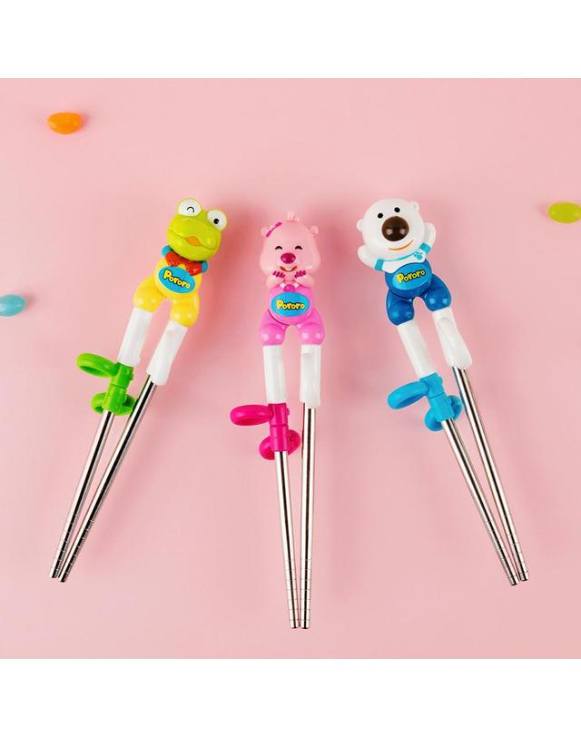 에디슨 [1+1]에디슨 뽀로로 입체스텐 젓가락 1단계(3세+) 착용컷