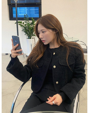 [TWEE] 오르떼 노카라 트위드 울 크롭 자켓