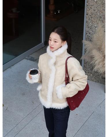[TWEE] 오블린 퍼배색 스웨이드 무스탕