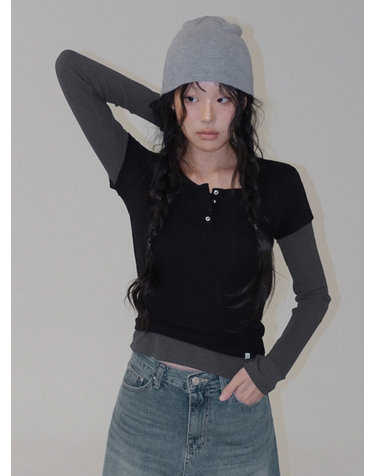 [TWEE:B] 엘룬 베이직 헨리 유넥 반팔 티셔츠